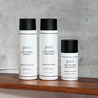 Peri shampoo, conditioner, and hair serum